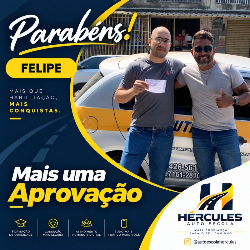 Aprovação de aluno da Hércules — publicação 2 no Instagram