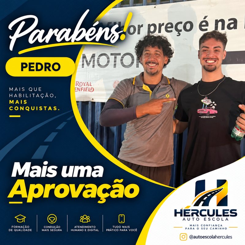 Aprovação de aluno da Hércules — publicação 3 no Instagram